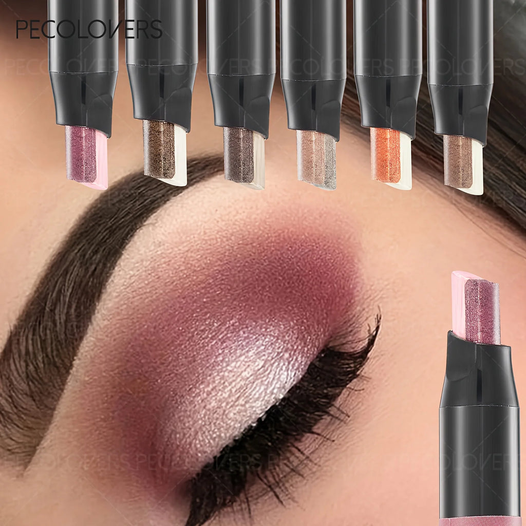 Glitter Double Color Eyeshadow Stick Metallic Gradient Waterproof Two Tone Long Lasting Shimmer Shadow Pen 2 in 1 Eye Makeup Zpaxo