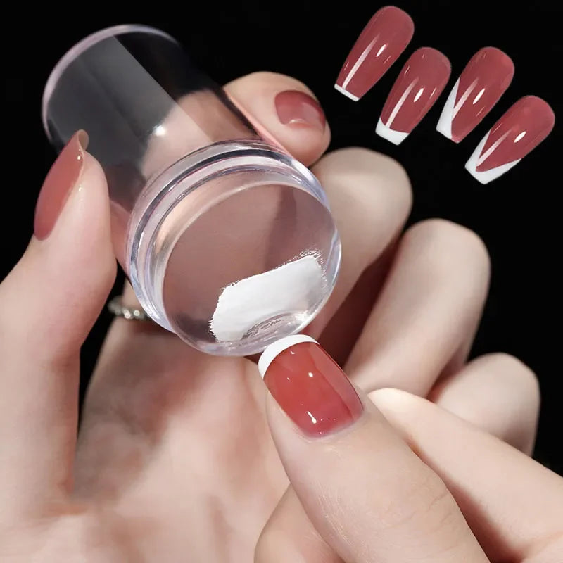 Nail Stamping Plates Pure Clear Jelly Nails Art Stamper Scraper Set Print Silicone Marshmallow Design Manicure Accessories Tool Zpaxo