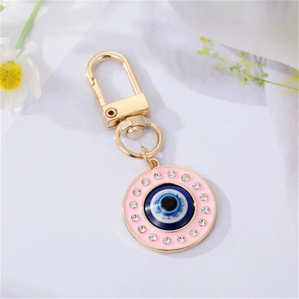 Lucky Turkish Evil Eye Keychain Retro Round Enamel Pendant Blue Zpaxo