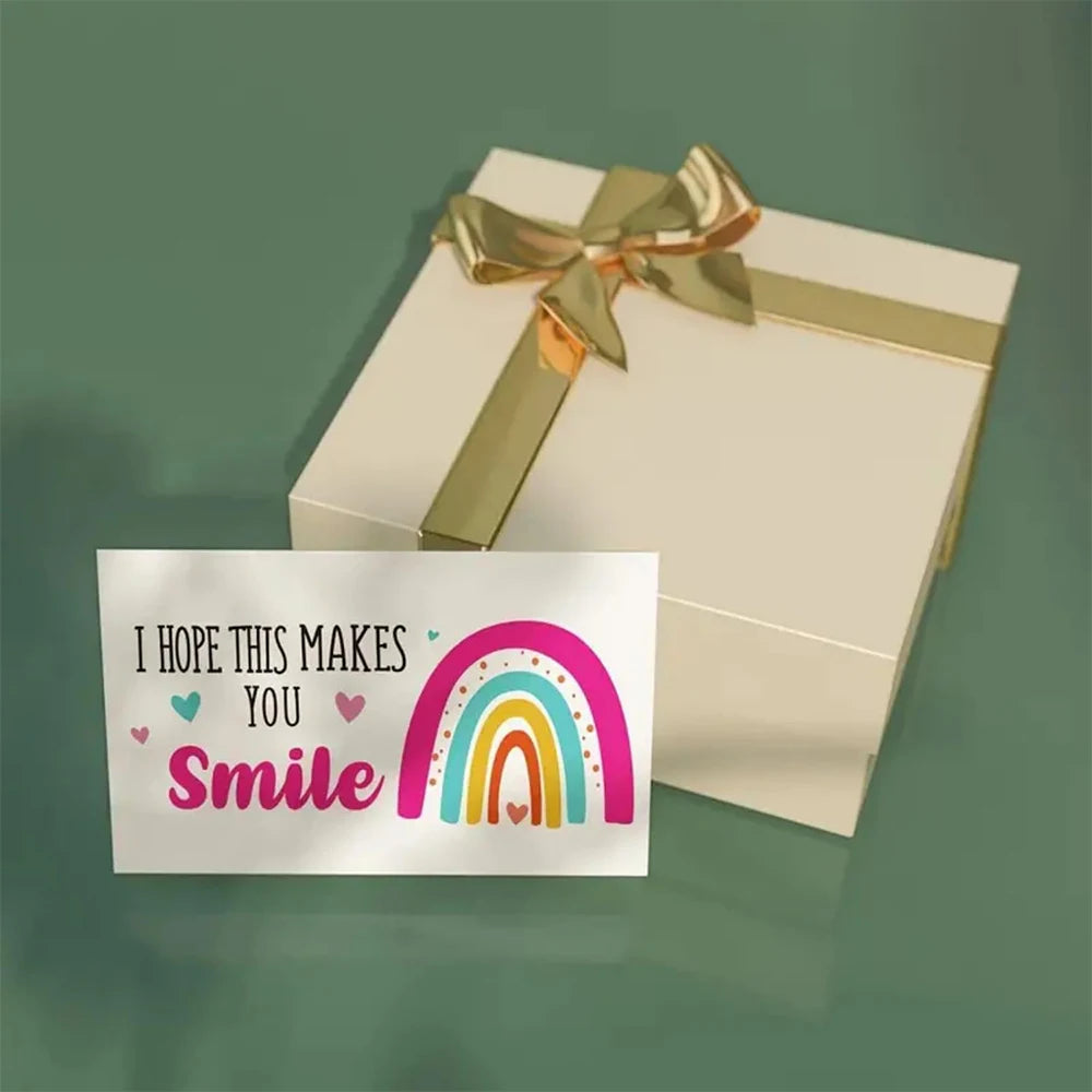 50/100Pcs Punch Cards Rainbow Smile Greeting Cards Reward Card for Students Classroom School Business Appreciation Cards Zpaxo