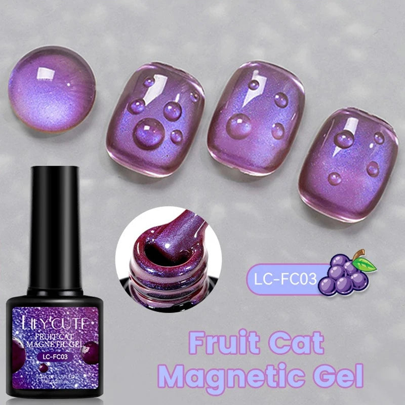 Fruit Cat Magnetic Nail Gel Polish Semi Soak Off Colorful Glass Bead Zpaxo 03