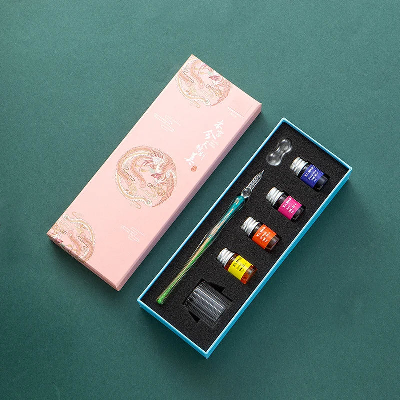 Fantasy Glass Dip Pen Set – Antique Crystal Ink Signature Pen