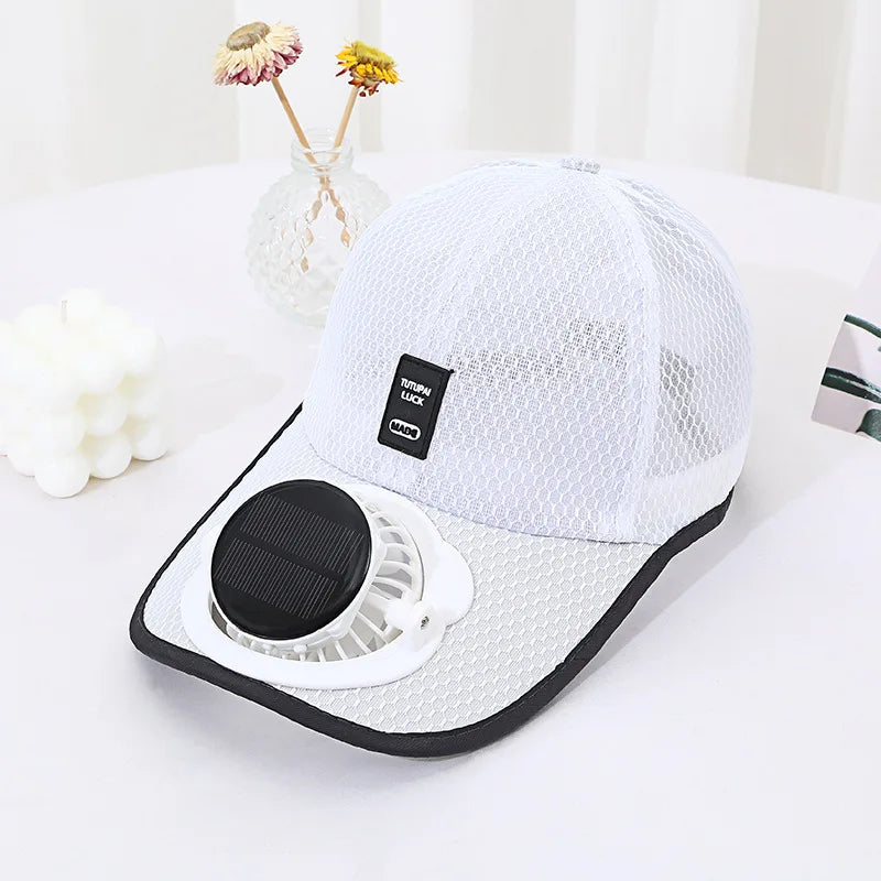 Solar Powered Fan Hat USB Charging Unisex Breathable Mesh UV