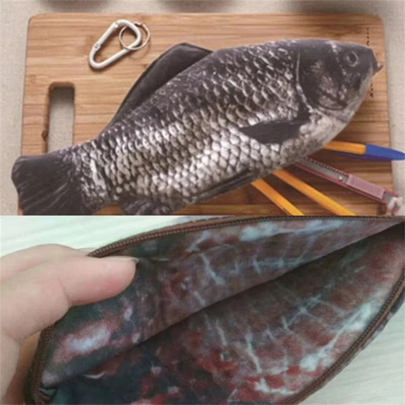Carp Pen Bag Realistic Fish Shape Pencil Bag Stationery Bag Make-up Pouch With Zipper Back To School Pencil Pouch Pen Bag Zpaxo