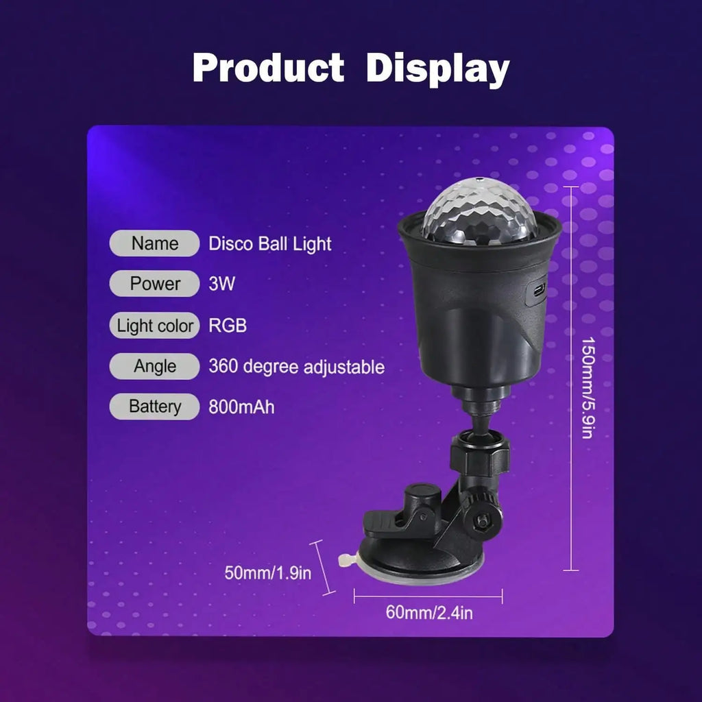 2 Rechargeable Disco Ball Lights Portable Voice-activated Party USB