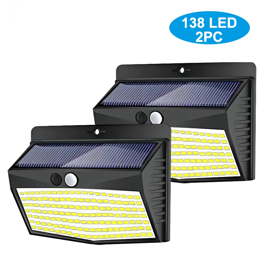 New Solar Motion Sensor Lights 176/158LED Outdoor Waterproof Wall Lights 3 Modes Solar Security Lights Fence Yard Garage Deck Zpaxo 138 LED 2PCS