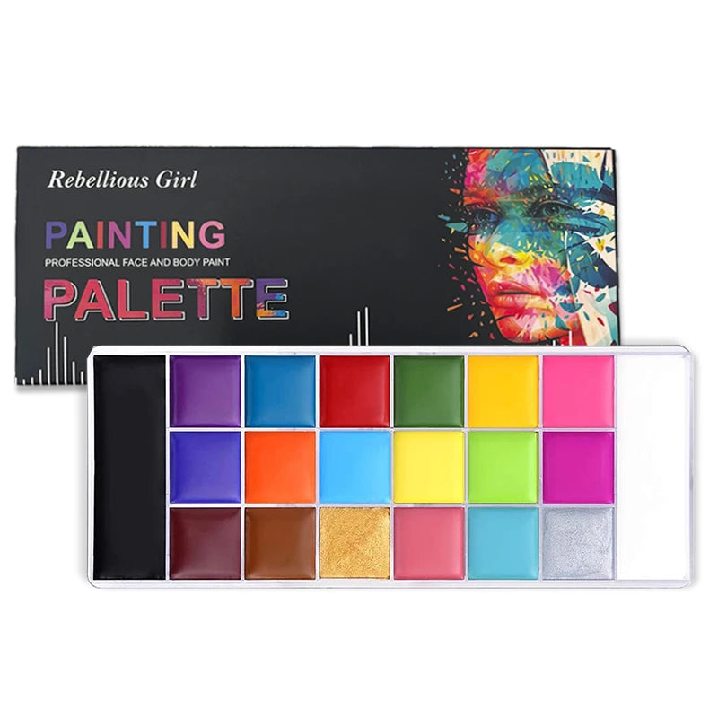 20 Color Professional Face & Body Paint Palette,Long Lasting Face Painting Cosmetic For Halloween Special Effects&Cosplay Makeup Zpaxo 20 color
