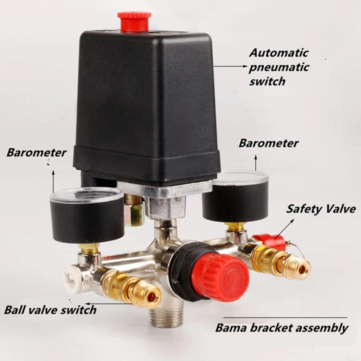 Air Compressor Parts 90-120PSI Pressure Switch Manifold Regulator Gauges 220-380V Aluminum Air Compressor Pressure Switch Contro Zpaxo
