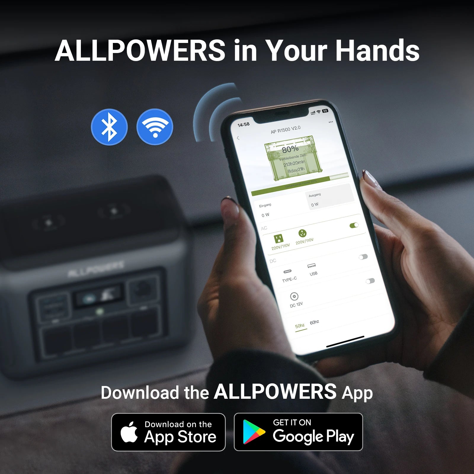 ALLPOWERS R1500 Portable Power Station 1152Wh LiFePO4 Battery 1800W Zpaxo