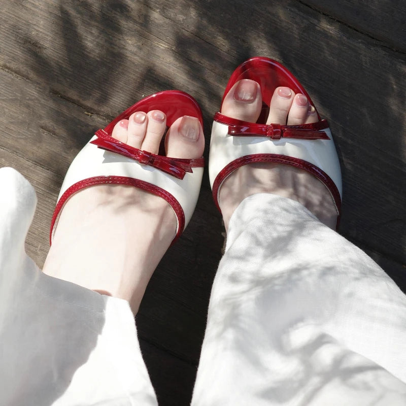 Women's Fish Mouth Open Toe Comfortable Heel Slippers Summer Women Zpaxo Red 35