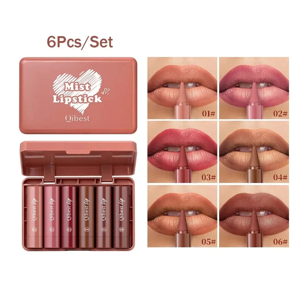 QIBEST Lasting Matte Lipstick Pencil Twist-up Velvet Lip Stick Pen