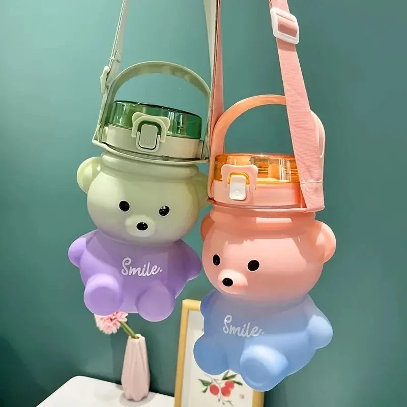Bear Gradient Cute Water Cup Summer High-value Girl Plastic Portable
