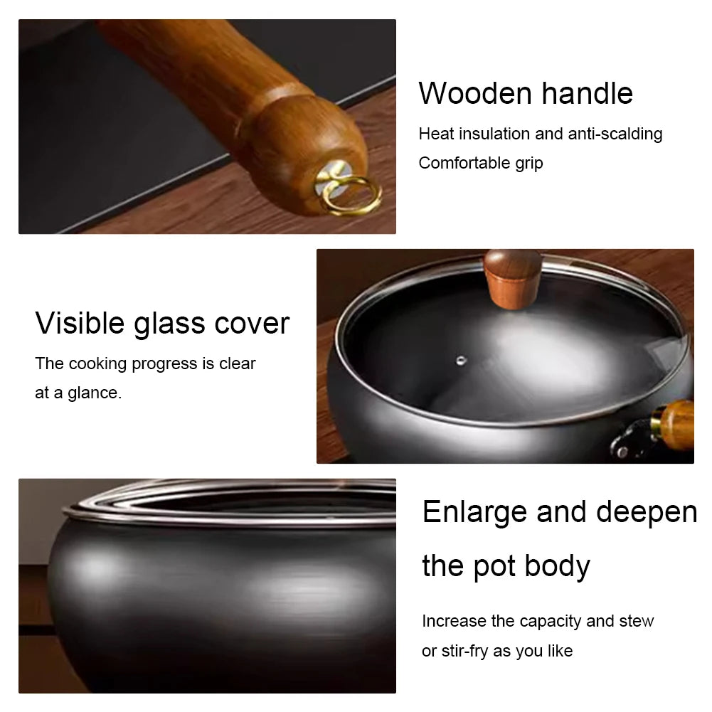 Handmade Forging Non-stick Pan 20 Household Stir Fry Stew Pot Flat