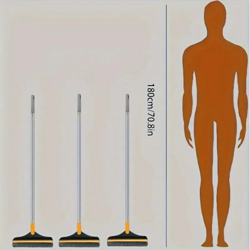 Adjustable long handle bathroom brush with inclined bristles and glass scrubber-suitable for toilets, showers hotels. Zpaxo