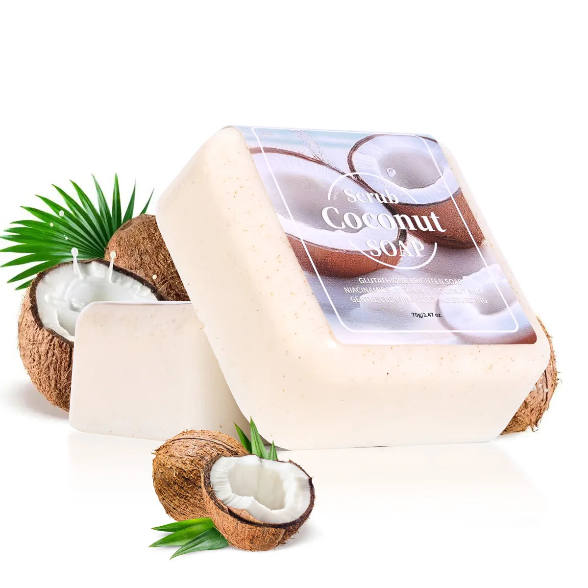 Coconut Glutathione Whitening Handmade Soap – Natural Plant Oil Whitening Bar Soap Zpaxo