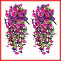 Resistant Artificial Outdoor Plants Precisetrue Hanging Flowers Home Garden Decoration 29 in Silk Petunia Fake Plant For Yard Zpaxo 2pcs