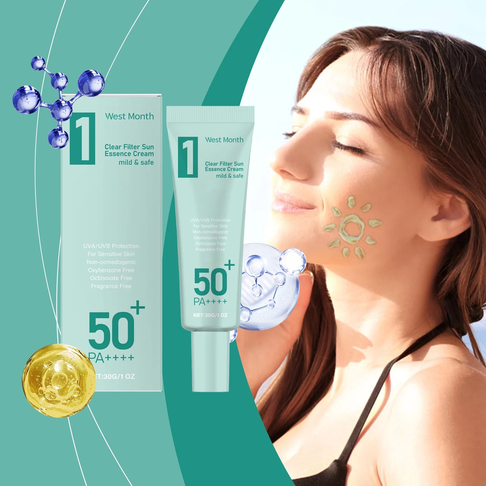 Anti Sun Cream SPF50 UV Defense Broad Spectrum Sunlight Protection Reduce Redness Hydrating Waterproof Prevent Sunburn Sunscreen Zpaxo