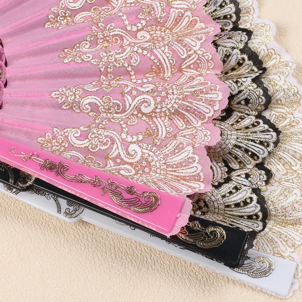 Handheld Fans Lace Folding Fans for Dance Performance Photography Wedding Party Zpaxo