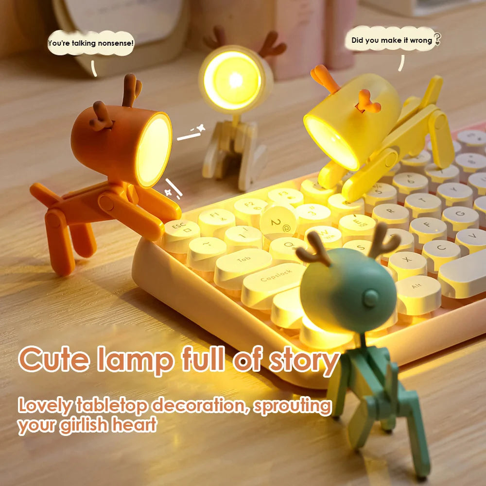 Novel Little Deer Light Creative Peculiar Mobile Phone Holder LED Decorative Ornaments Random Color Mini Night Light Zpaxo