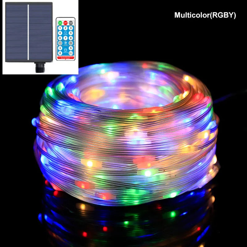 Solar String Lights Fairy Leather Thread Lamp RGB Warm White 8 Mode Zpaxo RGB 23M 200LEDs