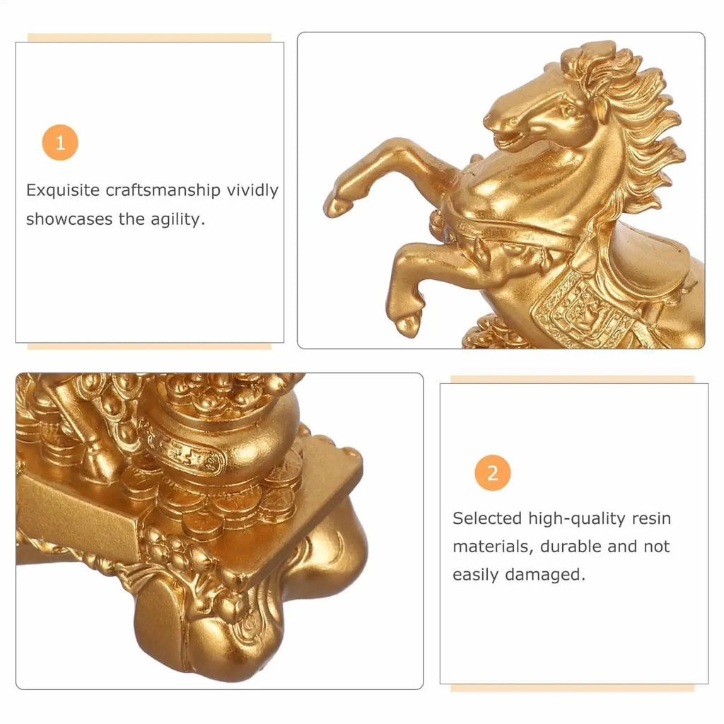 Resin Golden Horse Statue Figurine 2026 Chinese Mascot Sculpture Good