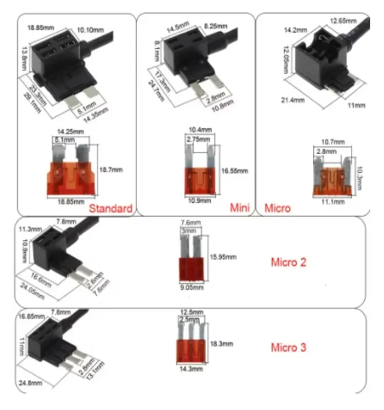 12v Mini Small Medium Size Car Fuse Holder Add-A-Circuit Tap Adapter With 10a Micro Mini Standard Atm Blade Fuse Zpaxo