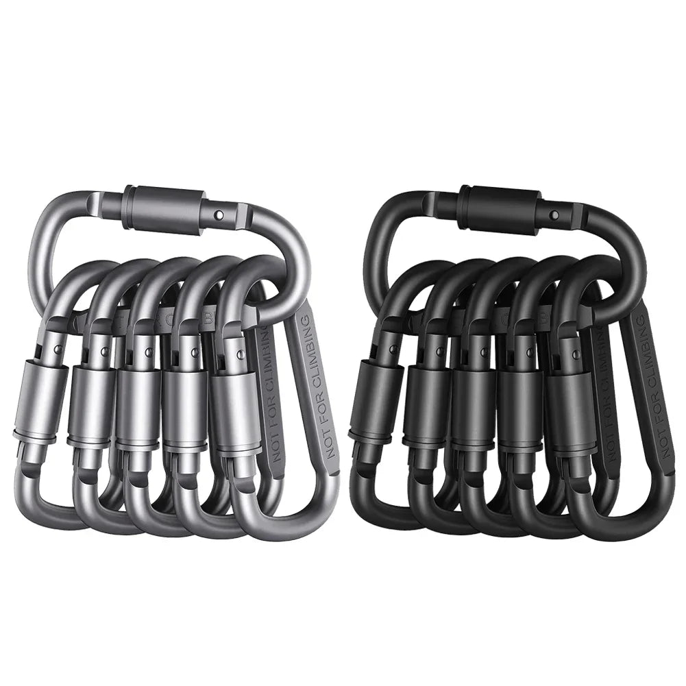 6x Aluminum Alloy Backpack Carabiner Keychain Outdoor Camping Hiking