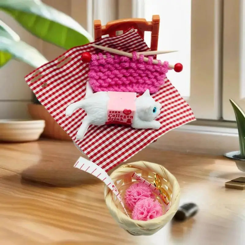 Dollhouse Miniature Accessories Thick Threaded Cat Sweater DIY Zpaxo
