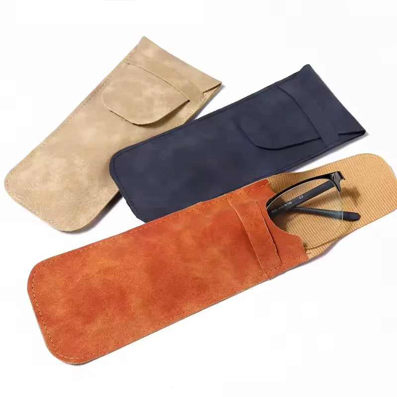 Vintage Leather Pen Case Pocket Pouch Sleeve Travel Mini Flap