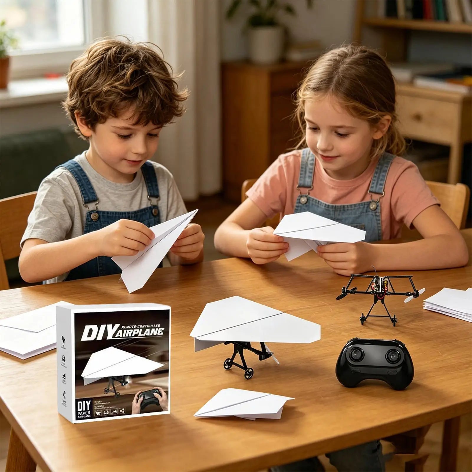 Paper Airplane Remote Control DIY Aircraft Toys Electric Remote Control Plane For Boys Girls Backyard Park Beach Camping School Zpaxo
