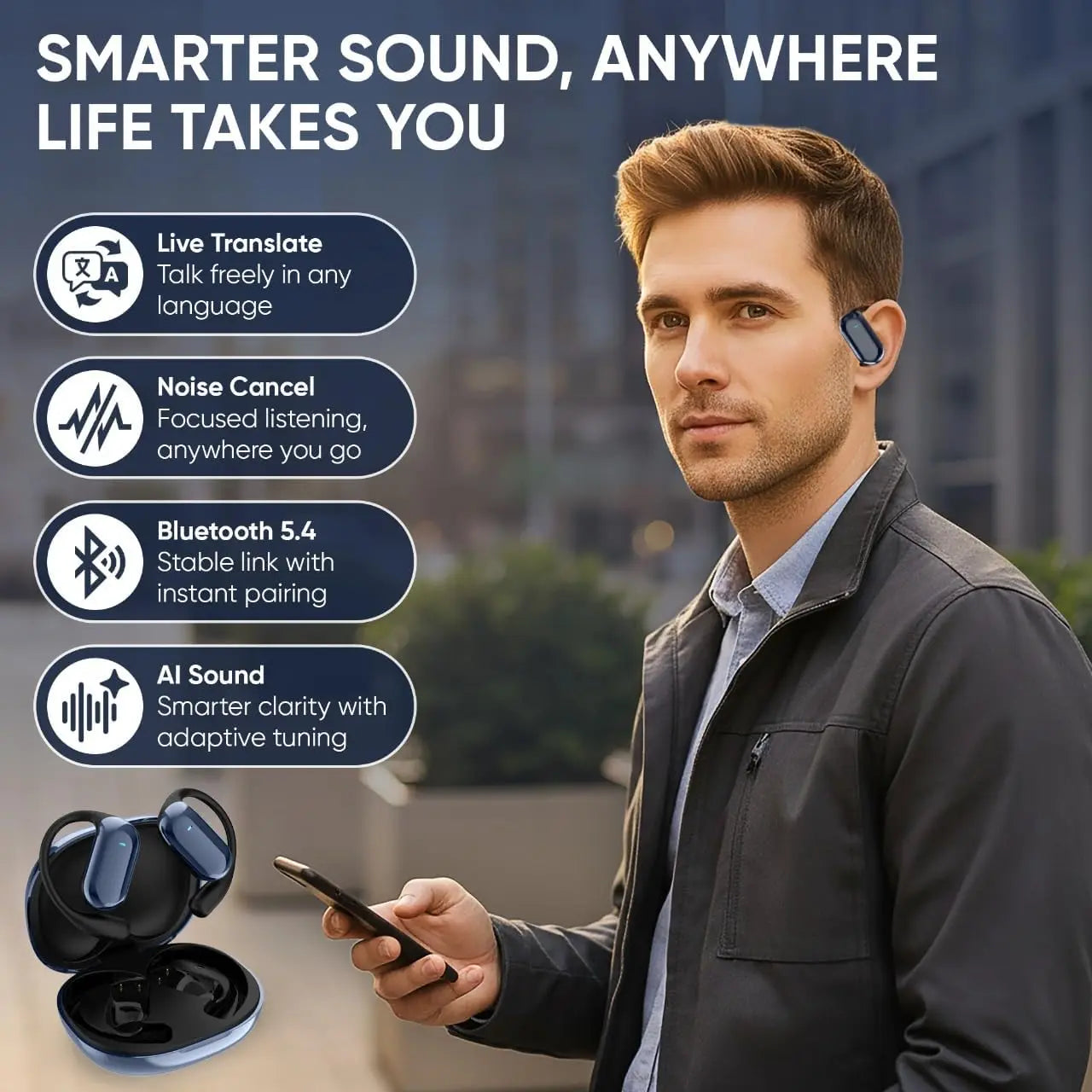 UYUXIO Open Ear Bone Conduction Headphones BT 5 4 Wireless Earbuds