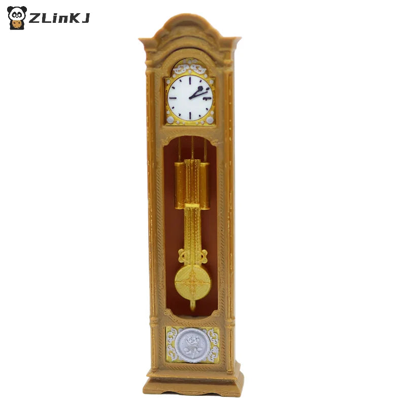 ▶1/12 Dollhouse Retro Standing Clock Grandfather Clock Model Dollhouse Living Room Furniture Decoratio Doll House Scene Ornament Zpaxo