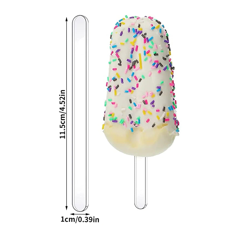 20Pcs Acrylic Popsicle Sticks Reusable Ice Cream Sticks Ice Pop Cake Candy Gifts Party Craft Supplies Zpaxo