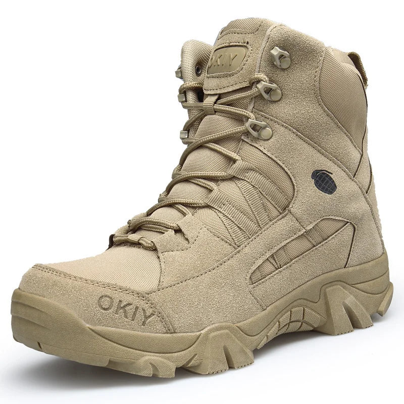 Men Tactical Boots Desert Waterproof Work Safety Shoes Hiking Ankle Zpaxo Sand color 39(Foot 24.5cm) China Mainland