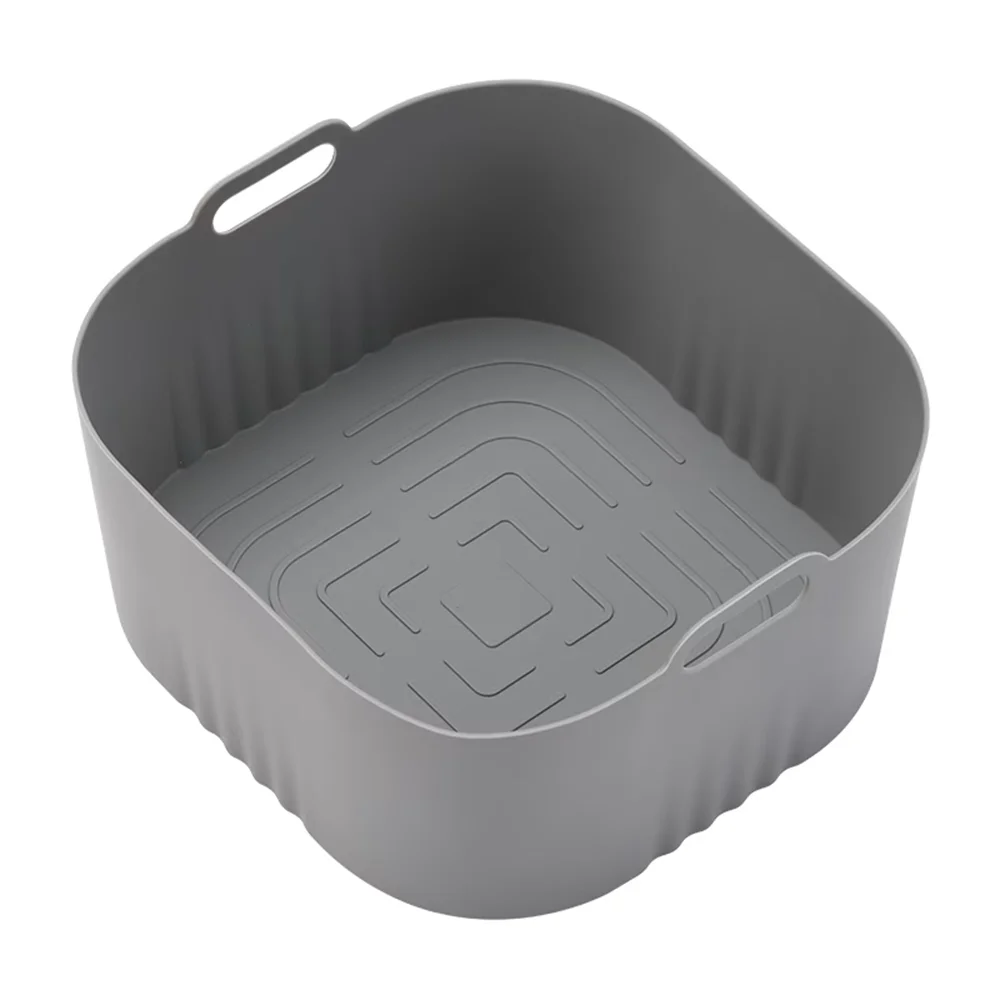 Reusable Square Air Fryer Silicone Baking Tray Bread Pan Mat Cake Zpaxo Grey