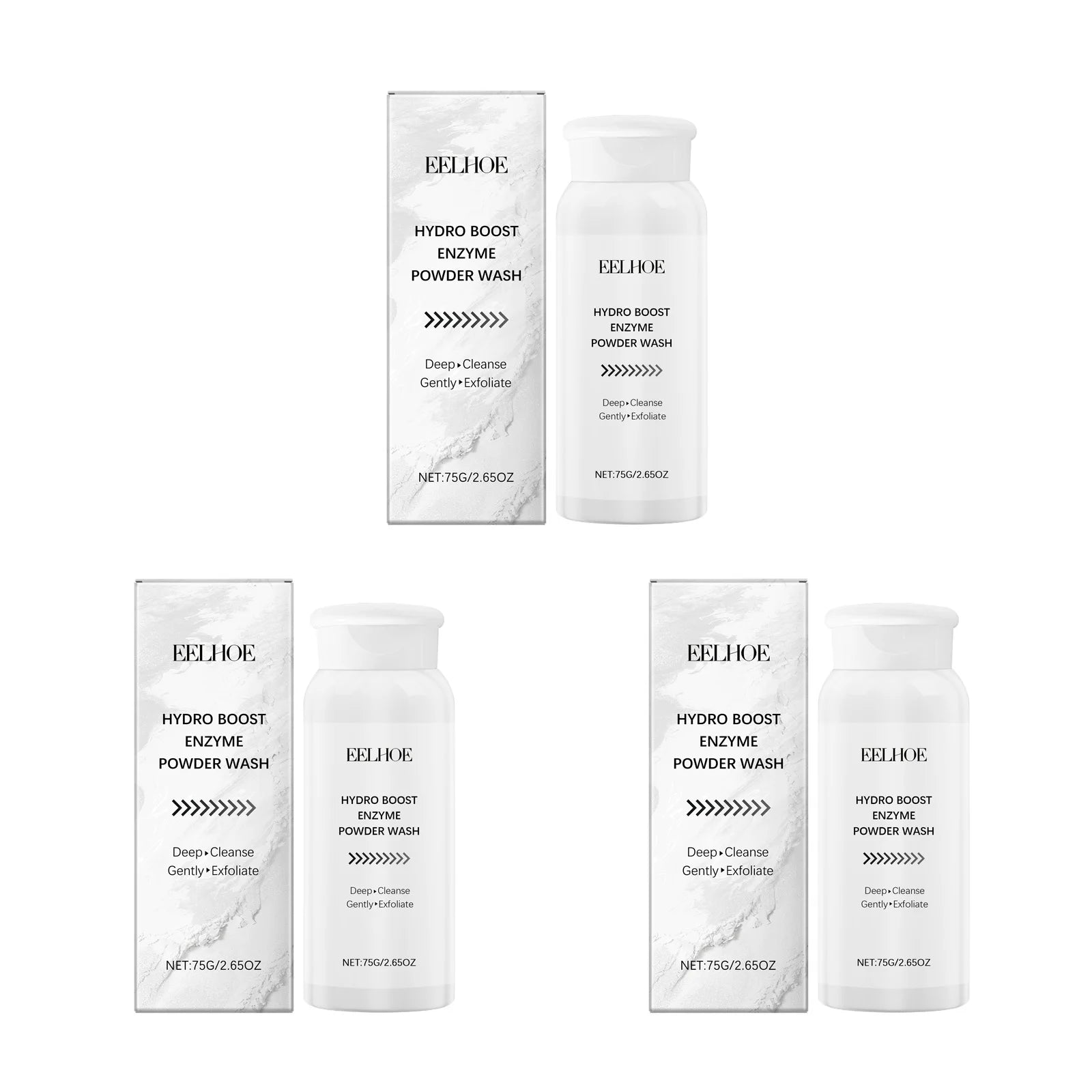EELHOE Enzyme Face Powder Wash – Pore Cleanser & Oil Control Enzyme Face Cleanser Zpaxo 3 x 75g Boxed