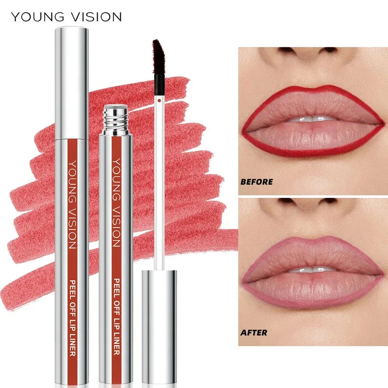 Tear-Off Lip Liner Peel-Off Lip Liner Matte Smudge-Free Hook & Loop Lip Pencil Makeup Pencil 3 Color Zpaxo