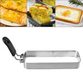 Egg Ring with Handle for Griddle Pan for Breakfast Sandwich Muffin Omelette Ring Crumpet Ring Non Stick Shaper Rectangular Zpaxo 16X7.5CM