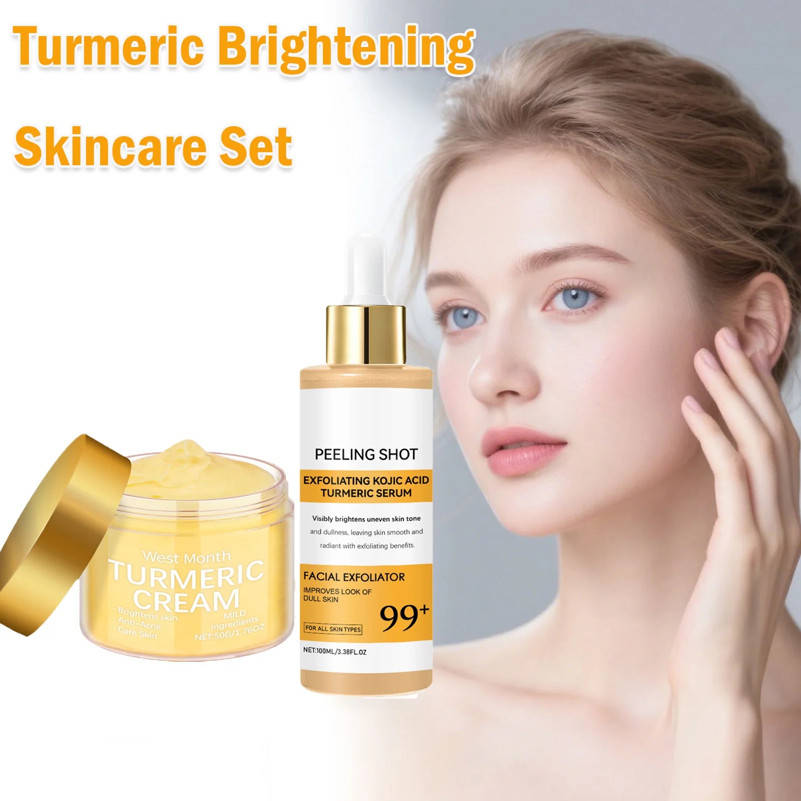 Turmeric Brightening Skincare Set – Serum & Cream for Dark Spots Brightening Skincare Set Zpaxo
