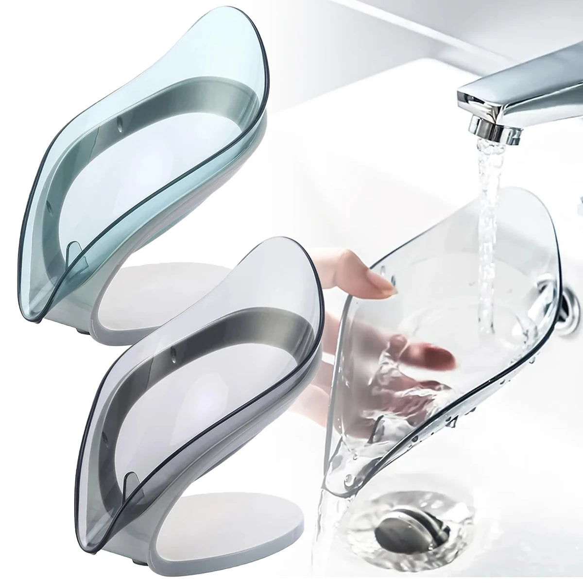 2-Pack Self-Draining Soap Dish with Suction Cup | Leaf Design
