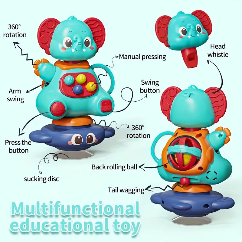 Blue Elephant Gyro Toy Huge Suction Cup That Can Rotate 360 Degrees