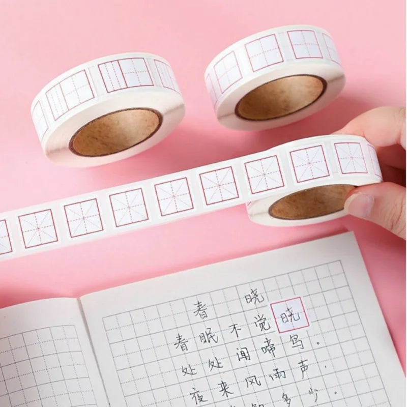 500pcs Chinese Writing Error Correction Stickers，Grid Sticky Notes，Student Practice Writing Correction Tape Chinese Stationery Zpaxo