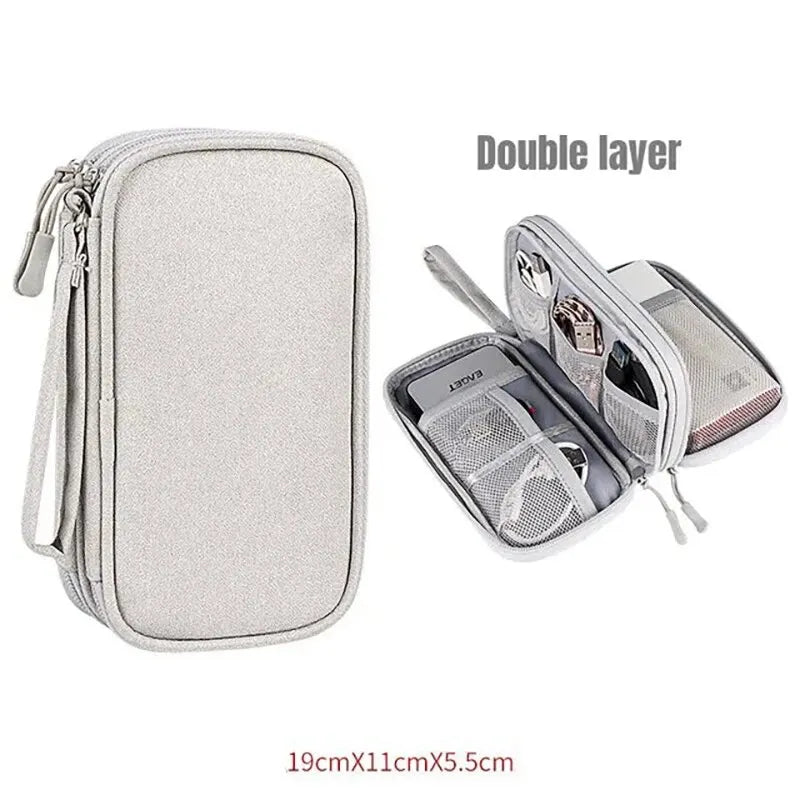 Carry Case Portable Waterproof Double Layers Storage Bags Cable