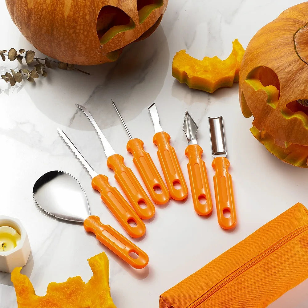 Pumpkin Carving Kit Pumpkin Cutter Tools Halloween Molds Stainless Steel Pumpkin Carver Stencils Cookie Cutter Kitchen Utensil Zpaxo