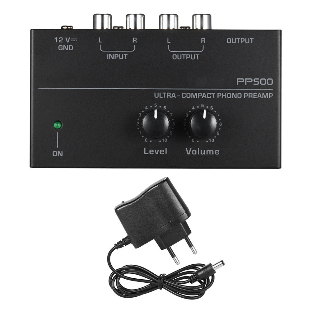 Ultra-compact PP500 Phono Preamplifier Preamp with Bass Treble Balance Volume Adjustment Pre-amp Turntable Preamplificador Zpaxo with EU Plug