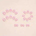 24-Pack French Square Press-On Nails – Short White Acrylic Set Press-On Nail Set Zpaxo pink