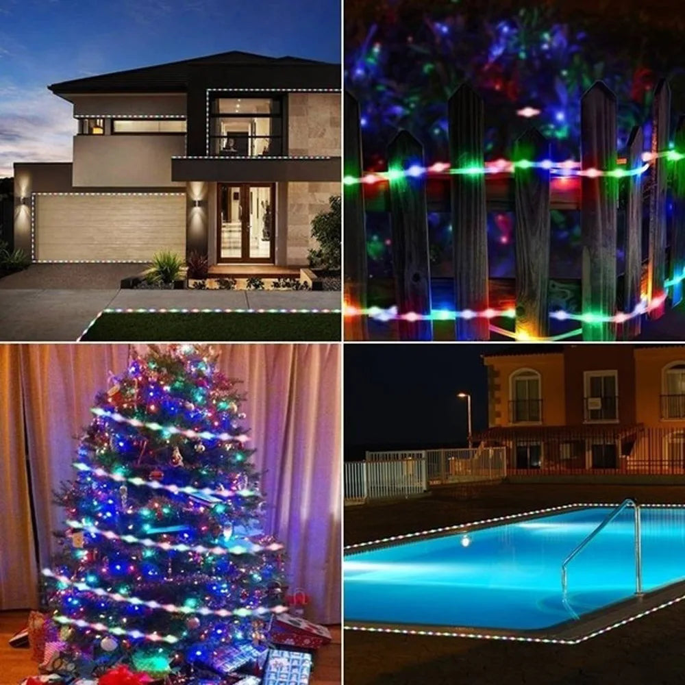 Solar Led Light Strips Outdoor Waterproof 8 Modes Garden String Zpaxo
