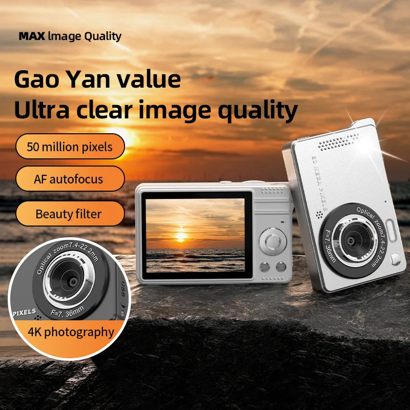 4K Digital Camera Autofocus Vlogging HD 50MP Student 2 8'' Large Zpaxo