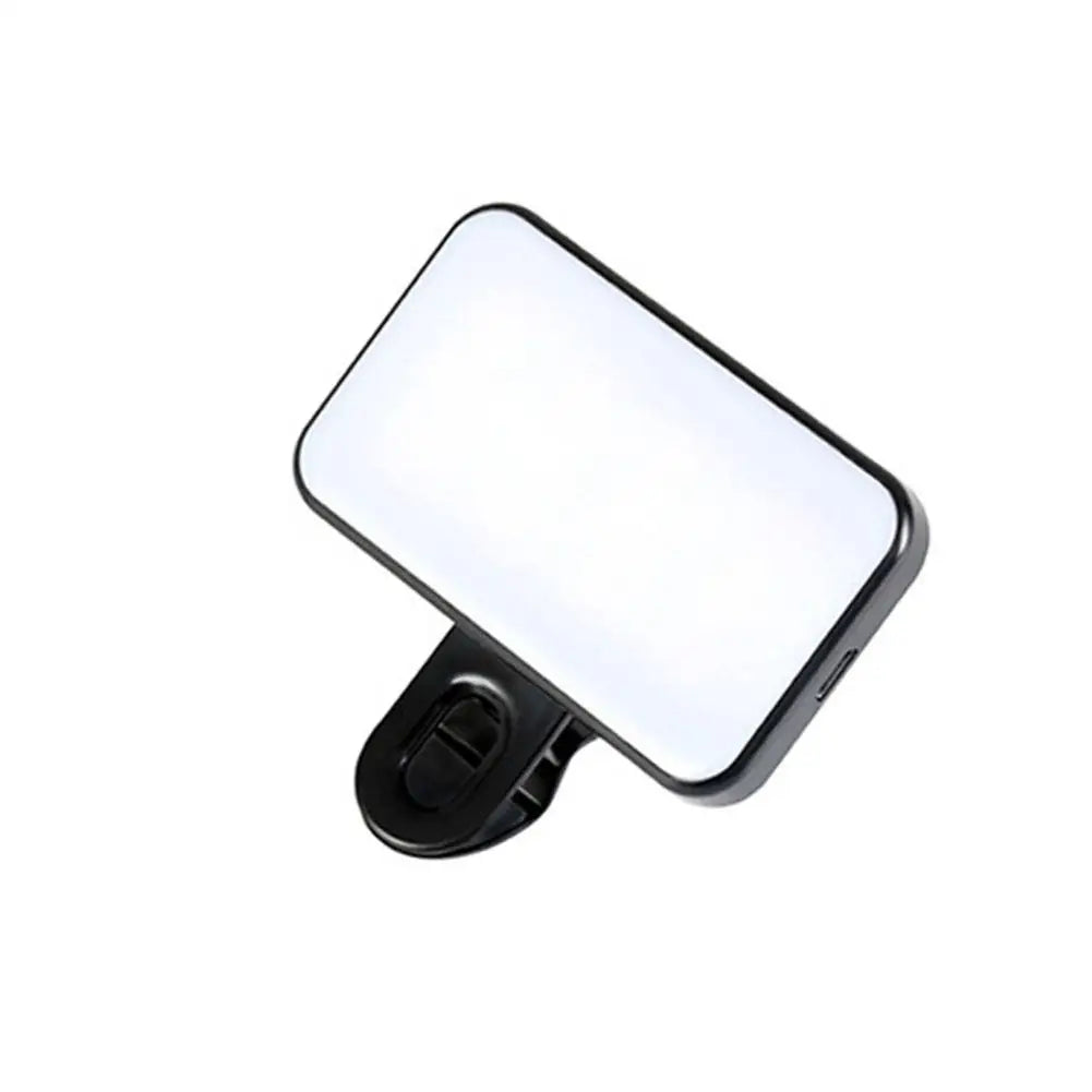Portable Mini LED Selfie Fill Light 3 Modes Adjustable Brightness Rechargeable Clip On For Mobile Phone Laptops Live Video Light Zpaxo Black