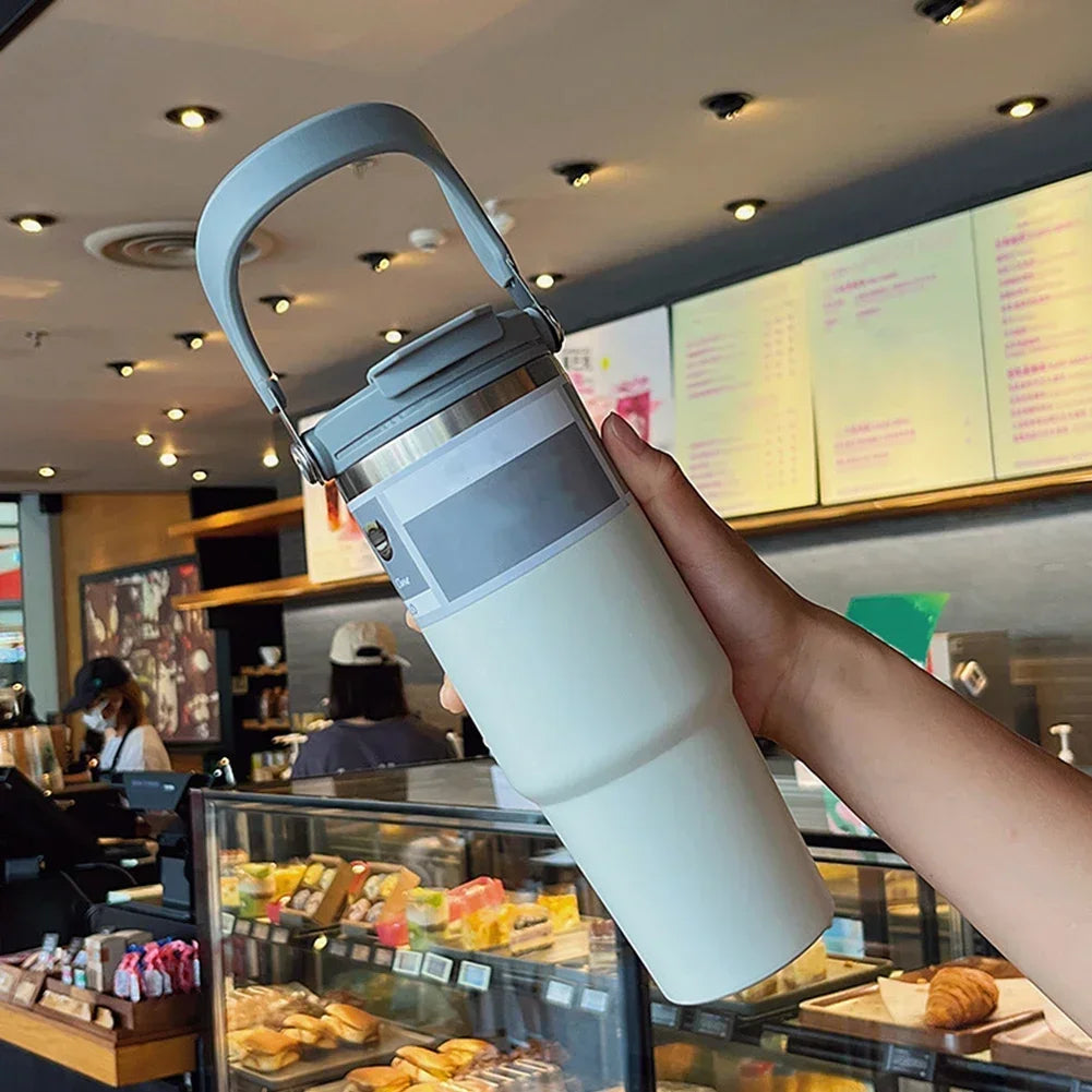 New Reusable Tumbler Cover with Handle Spill Proof Tumbler Flip Straw Lid Splash Resistant for Stanley 30oz Tumbler Zpaxo
